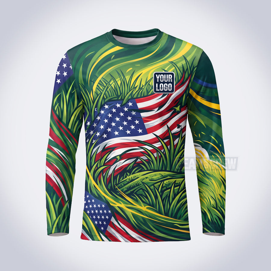 Old Glory Grass lawn care custom work shirt