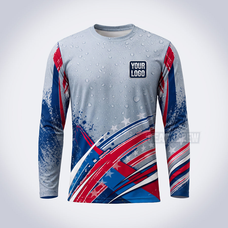 GPWP012 - Steel Stripes USA Patriot Water Collection - Custom Work Shirt, Premium Sublimation