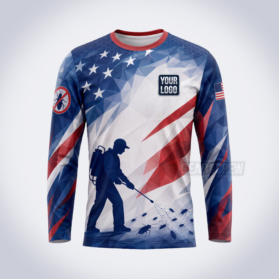 PCP004 - Freedom Sprayer USA Patriot Pest Collection - Custom Work Shirt for Pest Control & Extermination, Premium Sublimation