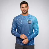 Water Beads Water Natural pressure washing work shirt — long sleeve on model, front view, premium all-over sublimation