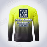 Hi-Vis Fade custom work shirt – neon yellow to charcoal all-over sublimation long sleeve