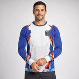 Frost & Flame HVAC Signature HVAC work shirt — long sleeve on model, front view, premium all-over sublimation