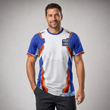 Frost & Flame HVAC Signature HVAC work shirt — t-shirt on model, front view, premium all-over sublimation