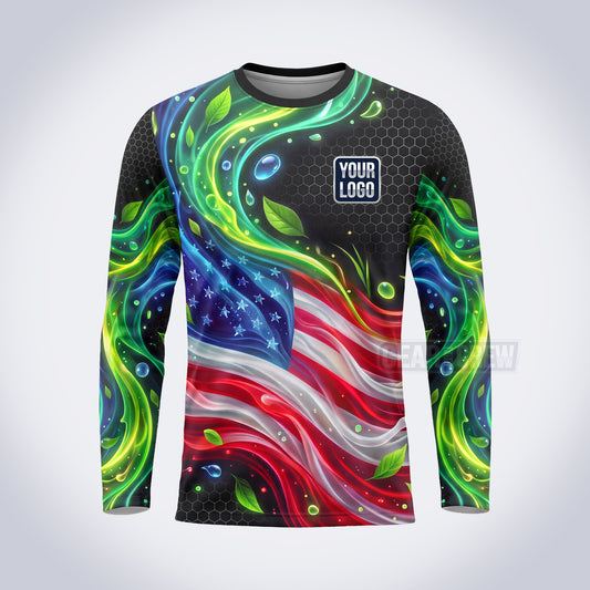 Cosmic Patriot lawn care custom work shirt