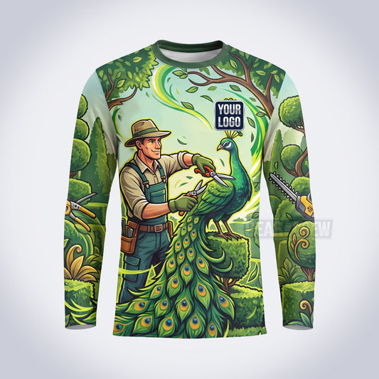 Peacock Topiary lawn care custom work shirt