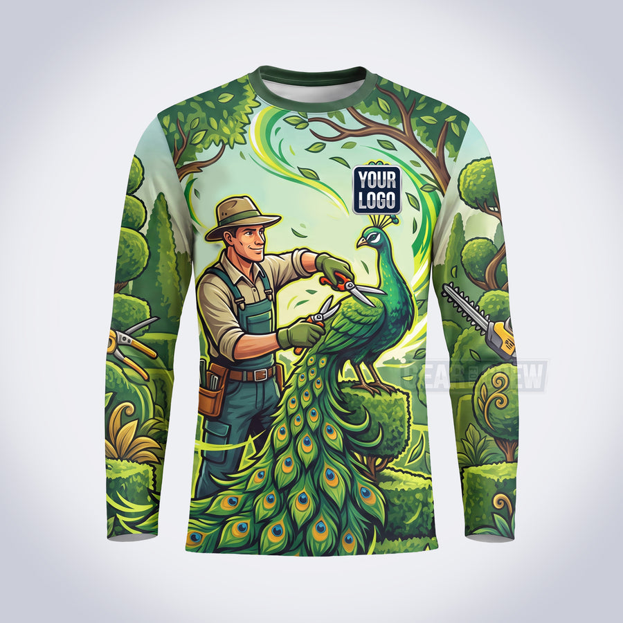 Peacock Topiary lawn care custom work shirt