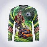 Orange Mower lawn care custom work shirt