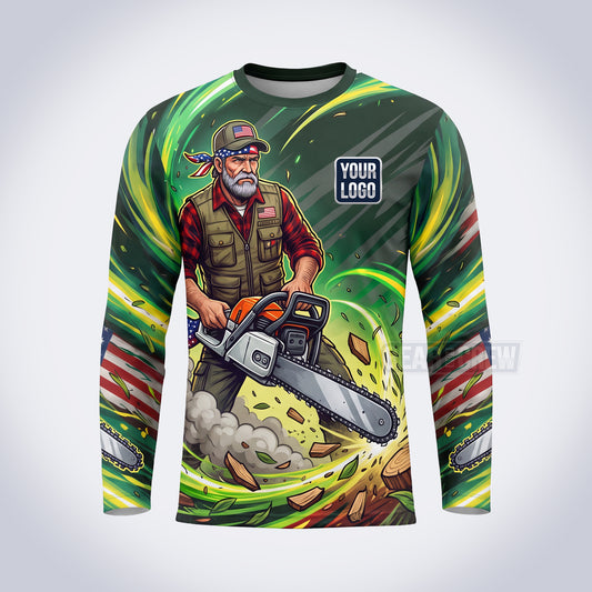 Chainsaw Patriot lawn care custom work shirt