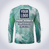 GPWE008 - Green Wave Explode Water Collection - Custom Work Shirt, Premium Sublimation