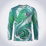 GPWE008 - Green Wave Explode Water Collection - Custom Work Shirt, Premium Sublimation