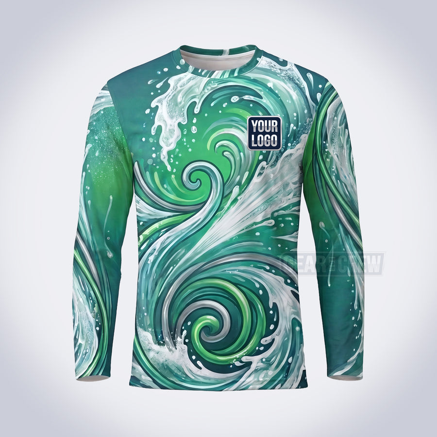 GPWE008 - Green Wave Explode Water Collection - Custom Work Shirt, Premium Sublimation