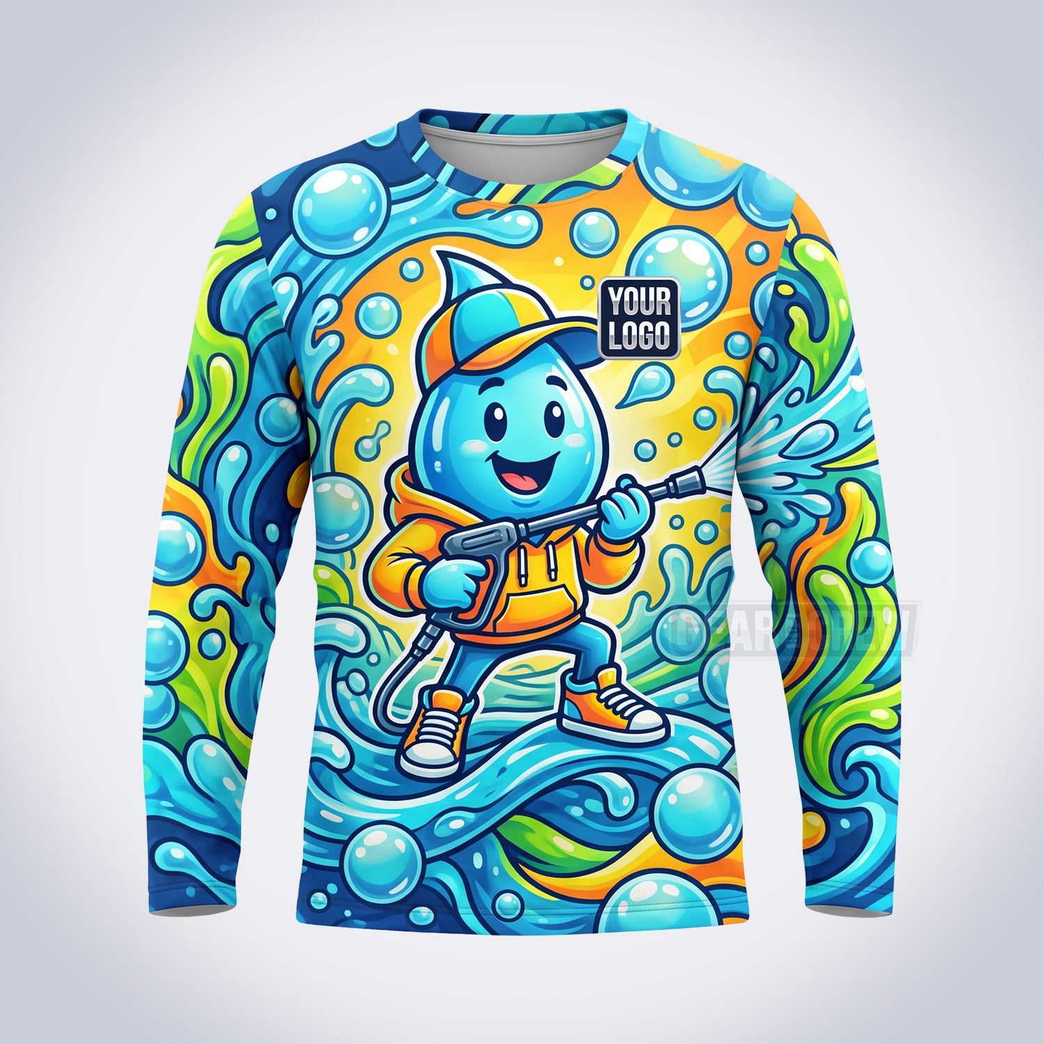 GPWM001 - Droplet Mascot Mascot Washer Collection - Custom Work Shirt, Premium Sublimation