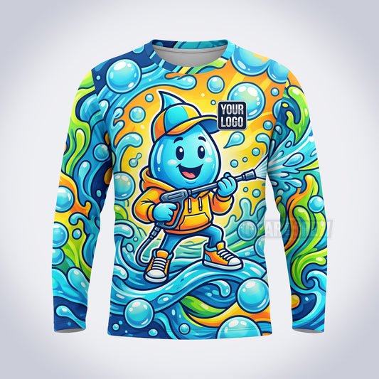 GPWM001 - Droplet Mascot Mascot Washer Collection - Custom Work Shirt, Premium Sublimation