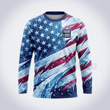 GPWP001 - Frozen Flag USA Patriot Water Collection - Custom Work Shirt, Premium Sublimation