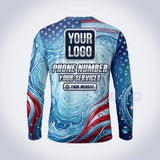 GPWP008 - Old Glory Swirl USA Patriot Water Collection - Custom Work Shirt, Premium Sublimation