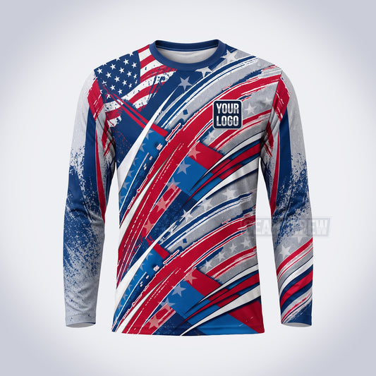 GPWP010 - Racing Stripes USA Patriot Water Collection - Custom Work Shirt, Premium Sublimation