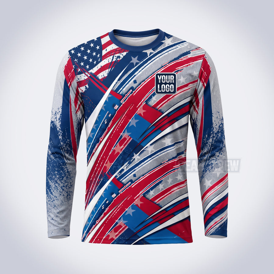 GPWP010 - Racing Stripes USA Patriot Water Collection - Custom Work Shirt, Premium Sublimation