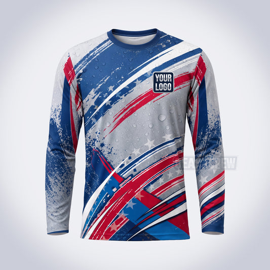 GPWP013 - Bold Stripes USA Patriot Water Collection - Custom Work Shirt, Premium Sublimation