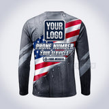 GPWP014 - Draped Flag USA Patriot Water Collection - Custom Work Shirt, Premium Sublimation