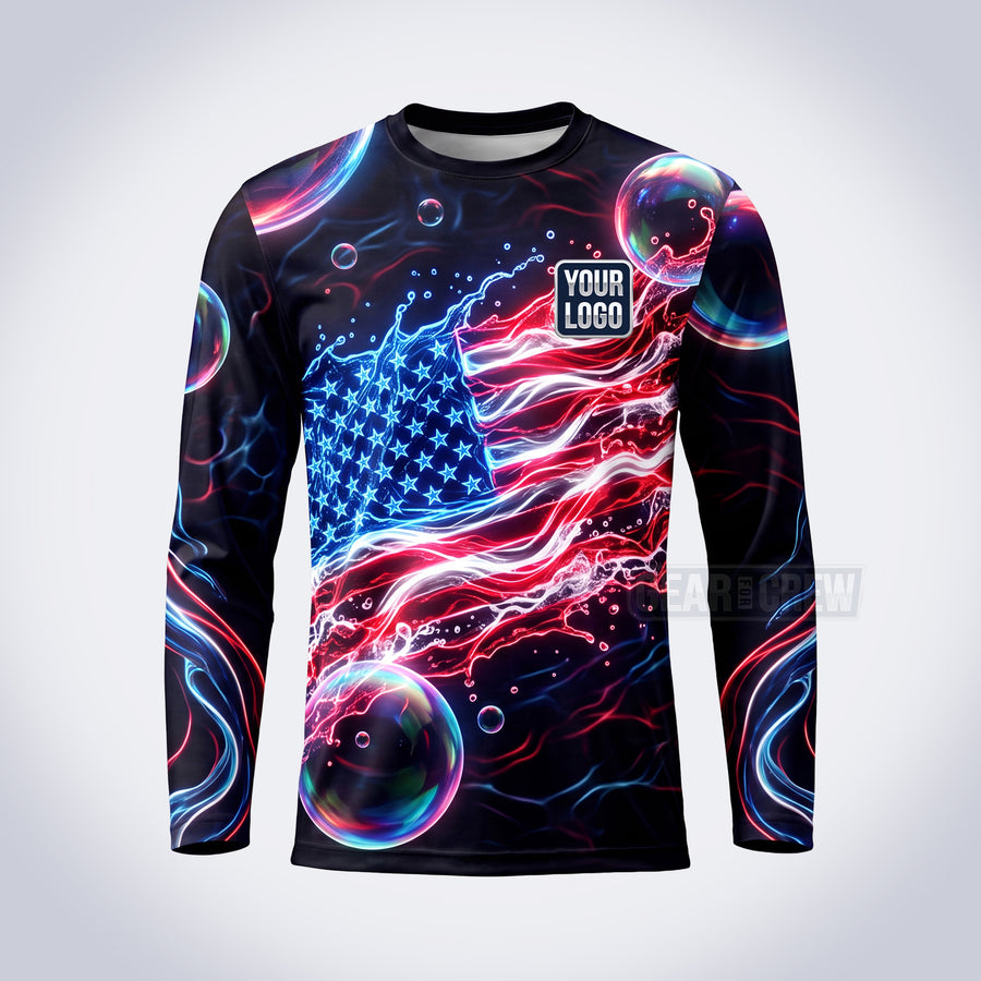 GPWP019 - Neon Glory USA Patriot Water Collection - Custom Work Shirt, Premium Sublimation
