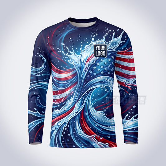 GPWP023 - Freedom Wave USA Patriot Water Collection - Custom Work Shirt, Premium Sublimation