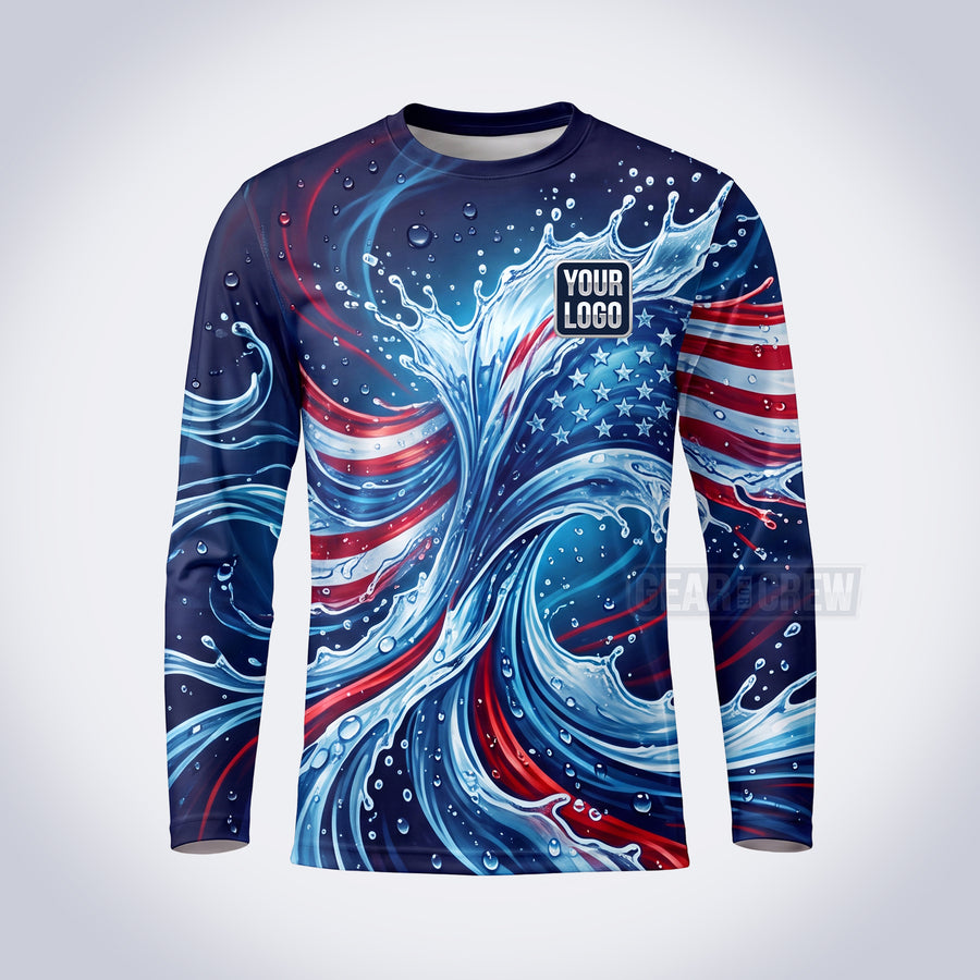 GPWP023 - Freedom Wave USA Patriot Water Collection - Custom Work Shirt, Premium Sublimation