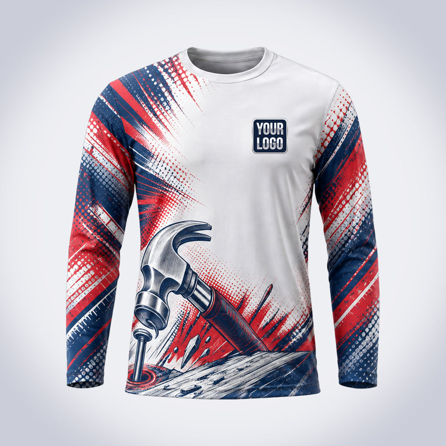 Hammer Rally handyman work shirt – front, full-body sublimation print