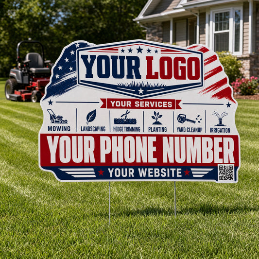 YLCP001 - Clean Grass Flag - Patriot Yard Sign for Lawn Care | Custom Corrugated Sign with H-Stake