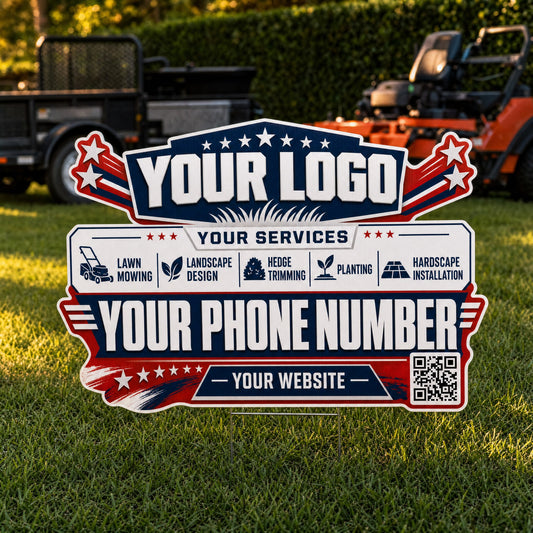 YLCP003 - Red Flag Turf - Patriot Yard Sign for Lawn Care | Custom Corrugated Sign with H-Stake