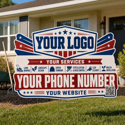 YLCP006 - Rustic Cream Flag - Patriot Yard Sign for Lawn Care | Custom Corrugated Sign with H-Stake