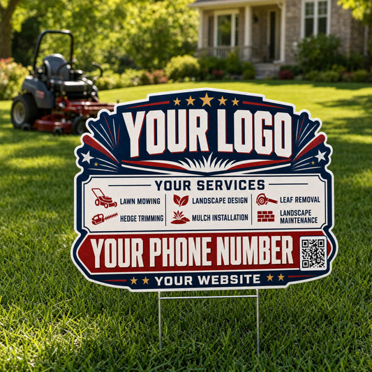 YLCP007 - Gold Star Turf - Patriot Yard Sign for Lawn Care | Custom Corrugated Sign with H-Stake
