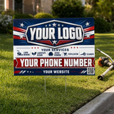 YLCP010 - Bright Flag Turf - Patriot Yard Sign for Lawn Care | Custom Corrugated Sign with H-Stake