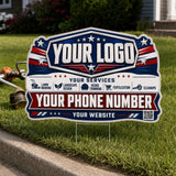 YLCP010 - Bright Flag Turf - Patriot Yard Sign for Lawn Care | Custom Corrugated Sign with H-Stake