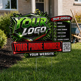 YLCS008 - Red Turf Blast - Splash Yard Sign for Lawn Care | Custom Corrugated Sign with H-Stake