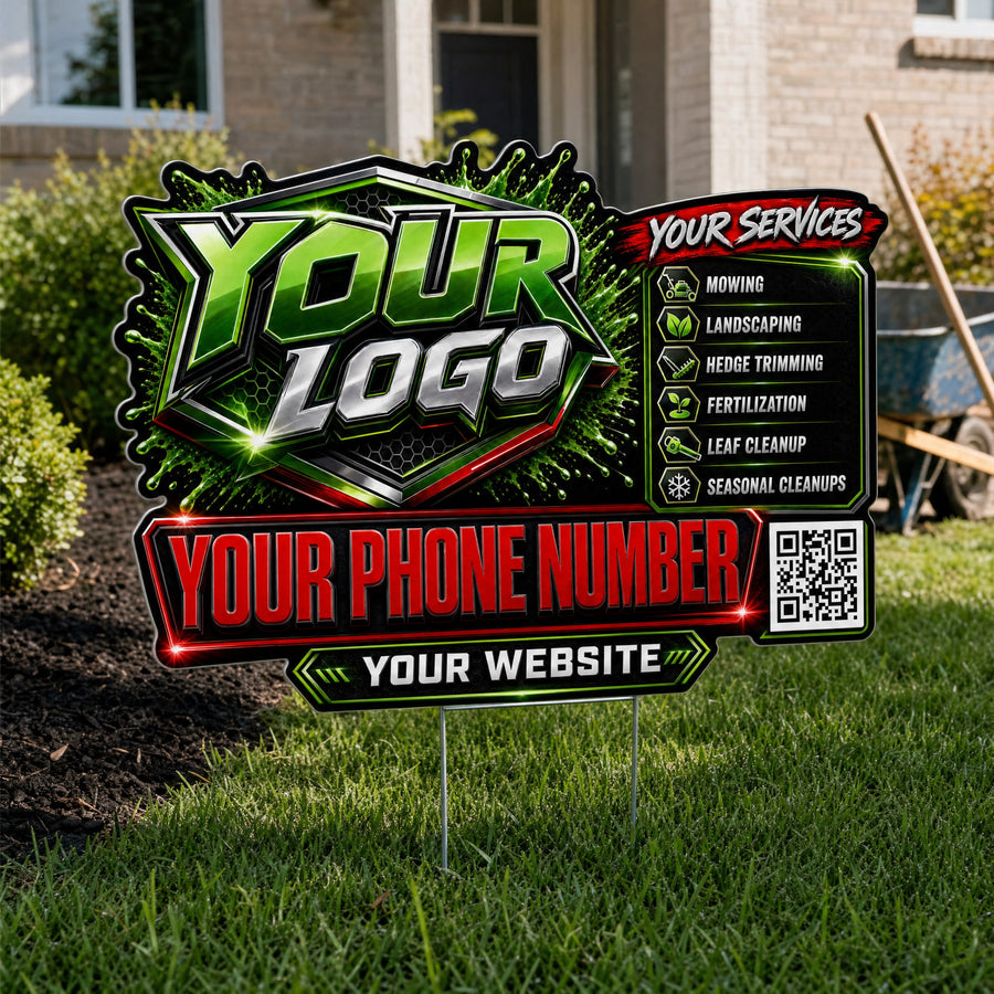 YLCS008 - Red Turf Blast - Splash Yard Sign for Lawn Care | Custom Corrugated Sign with H-Stake
