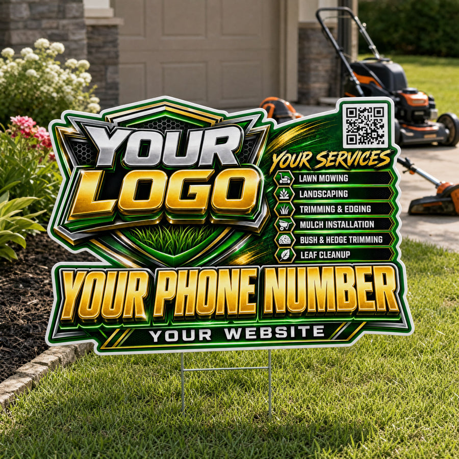YLCS009 - Golden Turf Pro - Splash Yard Sign for Lawn Care | Custom Corrugated Sign with H-Stake