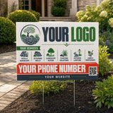 YLSC012 - Green Stone Emblem - Classic Yard Sign for Landscaping | Custom Corrugated Sign with H-Stake