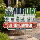 YLSC012 - Green Stone Emblem - Classic Yard Sign for Landscaping | Custom Corrugated Sign with H-Stake