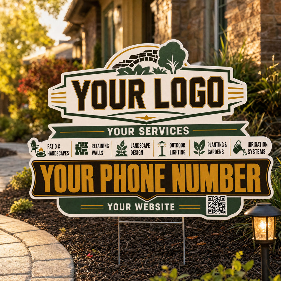 YLSC016 - Stone Bridge Cream - Classic Yard Sign for Landscaping | Custom Corrugated Sign with H-Stake