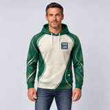 Forest Cream auto detailing work shirt – hoodie worn by a model, full-body sublimation print