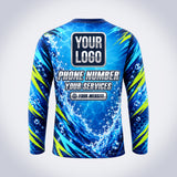 Splash Bolt pool cleaning shirt – back print with space for your logo and phone