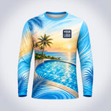 Dawn Deck pool cleaning shirt – front, full-body sublimation print
