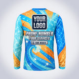Sun Wave pool cleaning shirt – back print with space for your logo and phone