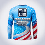 Deck Curve pool cleaning shirt – back print with space for your logo and phone