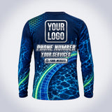 Lime Arc pool cleaning shirt – back print with space for your logo and phone