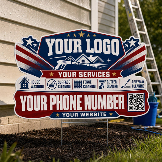 YPWP017 - Golden Star Flag - Patriot Yard Sign for Pressure Washing | Custom Corrugated Sign with H-Stake