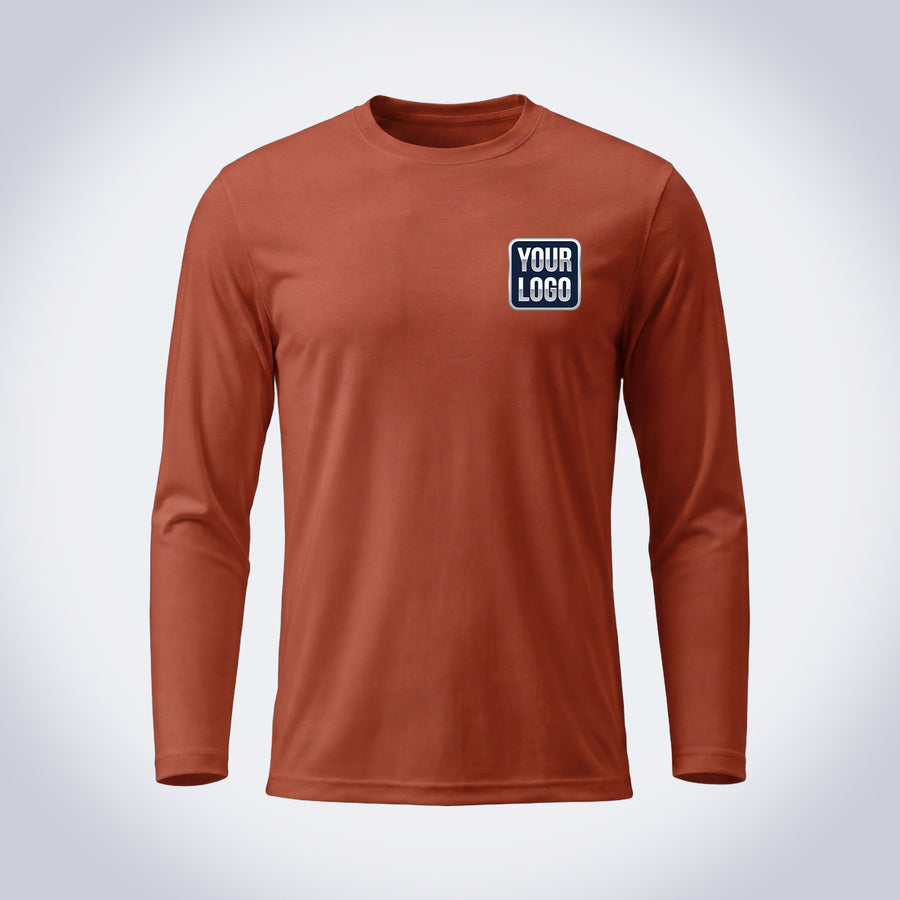 Rust solid color work shirt – front, full-body sublimation print