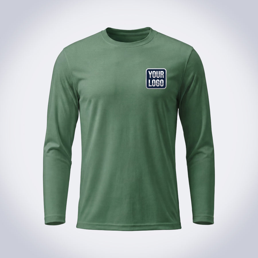 Fern Green solid color work shirt – front, full-body sublimation print