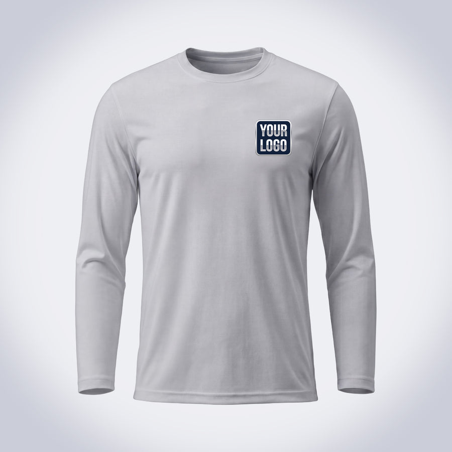 Light Gray solid color work shirt – front, full-body sublimation print