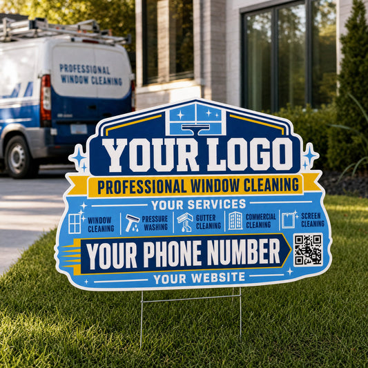 YWCC004 - Gold Squeegee Pro - Classic Yard Sign for Window Cleaning | Custom Corrugated Sign with H-Stake